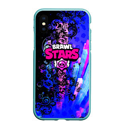 Чехол iPhone XS Max матовый Brawl stars neon abstraction