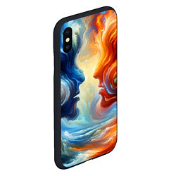 Чехол iPhone XS Max матовый Профили парня и девушки - две стихии, цвет: 3D-черный — фото 2