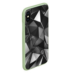 Чехол iPhone XS Max матовый Серая геометрия с бликами, цвет: 3D-салатовый — фото 2