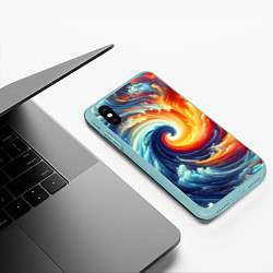 Чехол iPhone XS Max матовый Космическое завихрение - инь янь, цвет: 3D-мятный — фото 2