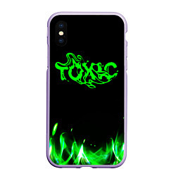 Чехол iPhone XS Max матовый Toxic text, цвет: 3D-светло-сиреневый