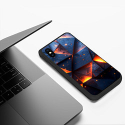 Чехол iPhone XS Max матовый Геометрический рендер с эффектом свечения, цвет: 3D-черный — фото 2