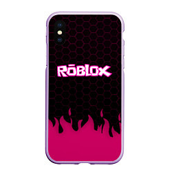 Чехол iPhone XS Max матовый Roblox fire pink, цвет: 3D-сиреневый