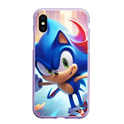 Чехол iPhone XS Max матовый Sonic 1, цвет: 3D-светло-сиреневый