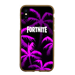 Чехол iPhone XS Max матовый Fortnite тропики