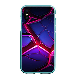 Чехол iPhone XS Max матовый Темные синие плиты и фиолетовый свет