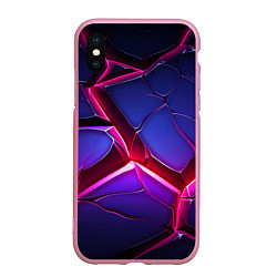 Чехол iPhone XS Max матовый Темные синие плиты и фиолетовый свет