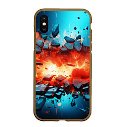 Чехол iPhone XS Max матовый Взрыв и мелкие осколки, цвет: 3D-коричневый