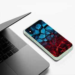 Чехол iPhone XS Max матовый Синие камни в разломе, цвет: 3D-салатовый — фото 2