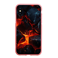 Чехол iPhone XS Max матовый Черные камни в огне текстура, цвет: 3D-баблгам