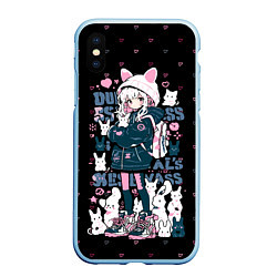 Чехол iPhone XS Max матовый Chiaki Nanami Neko, цвет: 3D-голубой