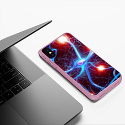 Чехол iPhone XS Max матовый Нейронная сеть - аксоны, цвет: 3D-розовый — фото 2