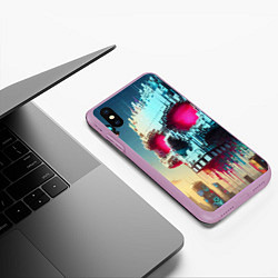 Чехол iPhone XS Max матовый Cool pixel skull - ai art fantasy, цвет: 3D-сиреневый — фото 2