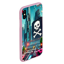 Чехол iPhone XS Max матовый Minecraft district with skull - ai art fantasy, цвет: 3D-розовый — фото 2