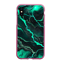 Чехол iPhone XS Max матовый Бирюзовый мрамор