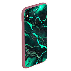 Чехол iPhone XS Max матовый Бирюзовый мрамор, цвет: 3D-малиновый — фото 2