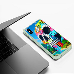 Чехол iPhone XS Max матовый Minecraft skull - ai art fantasy, цвет: 3D-салатовый — фото 2