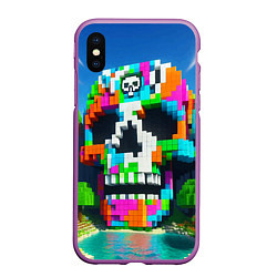 Чехол iPhone XS Max матовый Minecraft landscape with skull - ai art fantasy, цвет: 3D-фиолетовый