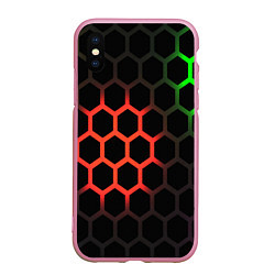 Чехол iPhone XS Max матовый Hexagon neon