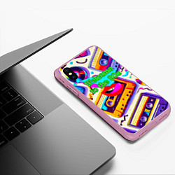 Чехол iPhone XS Max матовый Добро пожаловать в 90-е: Эра яркости и стиля, цвет: 3D-розовый — фото 2