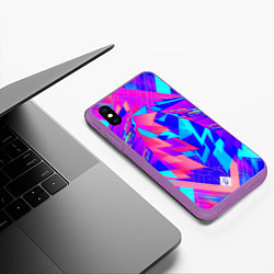 Чехол iPhone XS Max матовый Неоновая текстура грани, цвет: 3D-фиолетовый — фото 2