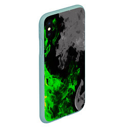 Чехол iPhone XS Max матовый Зелёный и чёрный огонь, цвет: 3D-мятный — фото 2