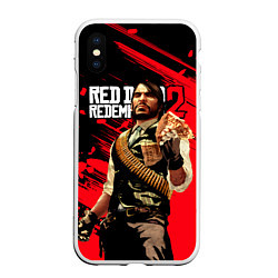 Чехол iPhone XS Max матовый Red Dead Redemption 2 - Wanted, цвет: 3D-белый