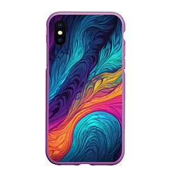 Чехол iPhone XS Max матовый Перья эбру абстракция