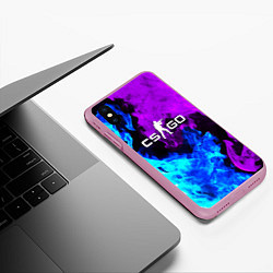 Чехол iPhone XS Max матовый CSGO neon flame, цвет: 3D-розовый — фото 2