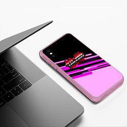 Чехол iPhone XS Max матовый Tekken pink line, цвет: 3D-розовый — фото 2