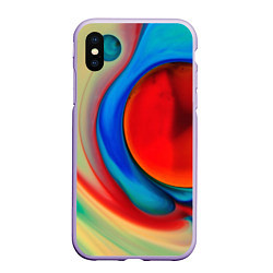 Чехол iPhone XS Max матовый Жидкие цветные краски