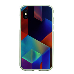 Чехол iPhone XS Max матовый Геометрия мозаика, цвет: 3D-салатовый