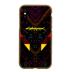 Чехол iPhone XS Max матовый Cyberpunk2077 geometry, цвет: 3D-коричневый