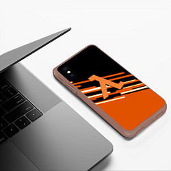 Чехол iPhone XS Max матовый Half life полосы, цвет: 3D-коричневый — фото 2