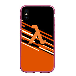 Чехол iPhone XS Max матовый Half life полосы, цвет: 3D-малиновый