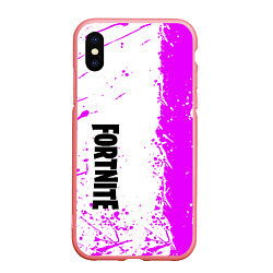 Чехол iPhone XS Max матовый Fortnite pink color