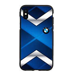 Чехол iPhone XS Max матовый BMW metalic blue abstract, цвет: 3D-черный