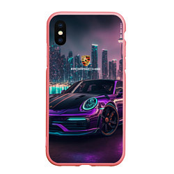 Чехол iPhone XS Max матовый Porshe night city