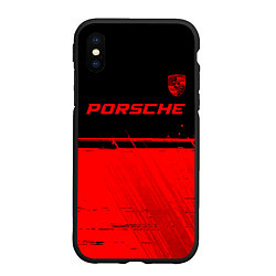 Чехол iPhone XS Max матовый Porsche - red gradient посередине, цвет: 3D-черный