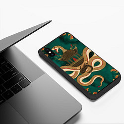 Чехол iPhone XS Max матовый Год зеленой змеи 25, цвет: 3D-черный — фото 2