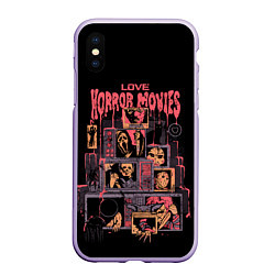 Чехол iPhone XS Max матовый Love horror movies, цвет: 3D-светло-сиреневый