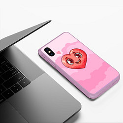 Чехол iPhone XS Max матовый Милое красное сердечко, цвет: 3D-сиреневый — фото 2