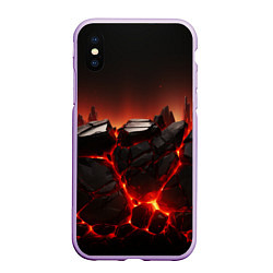 Чехол iPhone XS Max матовый Черные камни в огне текстура