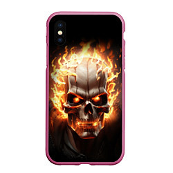 Чехол iPhone XS Max матовый Череп в огне