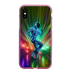 Чехол iPhone XS Max матовый Neon cyber dance - ai art fantasy