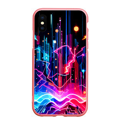 Чехол iPhone XS Max матовый Neon fantasy - ai art