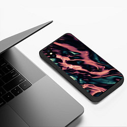 Чехол iPhone XS Max матовый Абстракция тёмный бирюзово-розовый, цвет: 3D-черный — фото 2