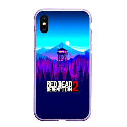 Чехол iPhone XS Max матовый Red Dead Redemption rockstar, цвет: 3D-светло-сиреневый