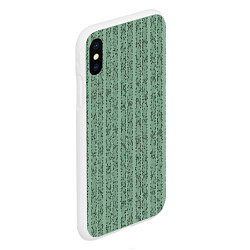 Чехол iPhone XS Max матовый Холодный зелёный полосы с мелкими крапинками, цвет: 3D-белый — фото 2