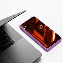 Чехол iPhone XS Max матовый Half life geometry steel metal, цвет: 3D-фиолетовый — фото 2